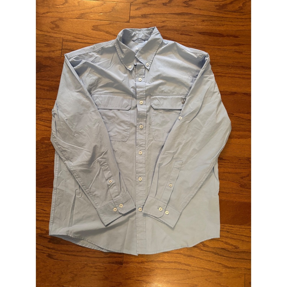 Huk Light Blue Aerated Hiking Shirt with Roll and Button Sleeves‎ Size Medium